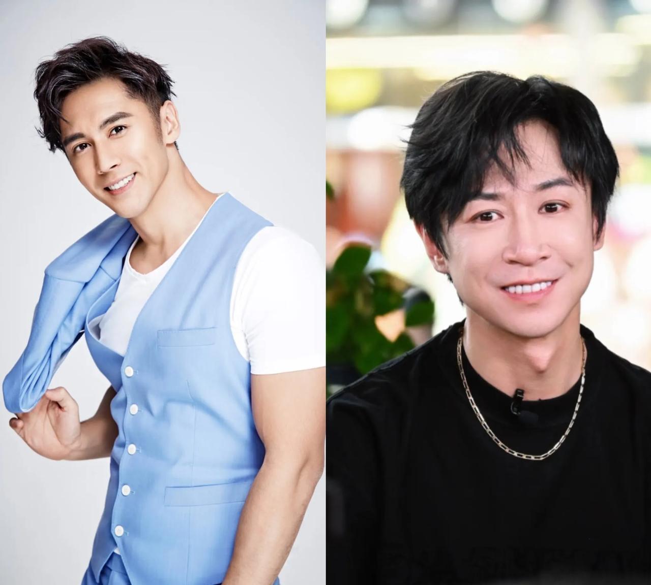 这两个男人有意思。左边张伦硕，出生于1982年，身高182cm。妻子钟丽缇，年