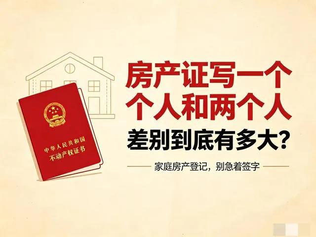房产证写一个人和两个人，差别有多大？很多家庭没留意埋下隐患买房办证，房产证写