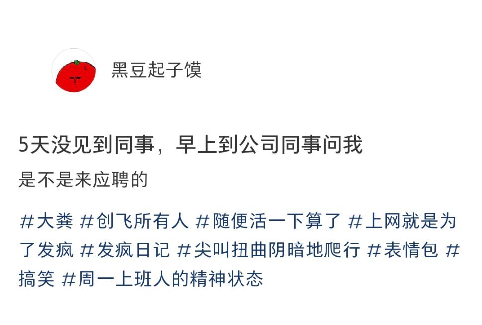五天没见同事以为我是来应聘的​​​