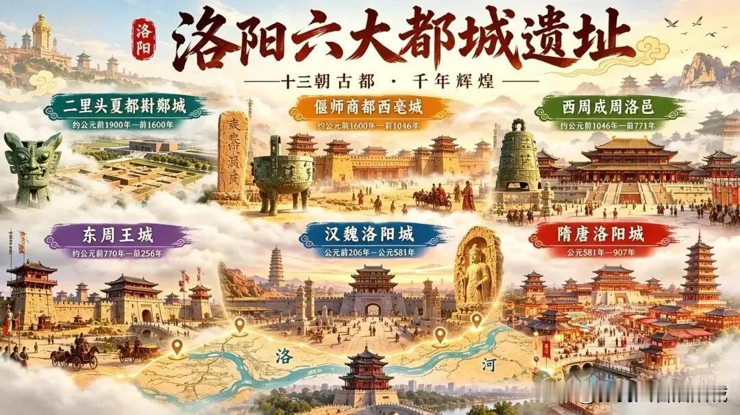 在中国八大古都中，任何一座古都无法与洛阳十三朝古都、六大都城遗址相比。洛阳六座巨