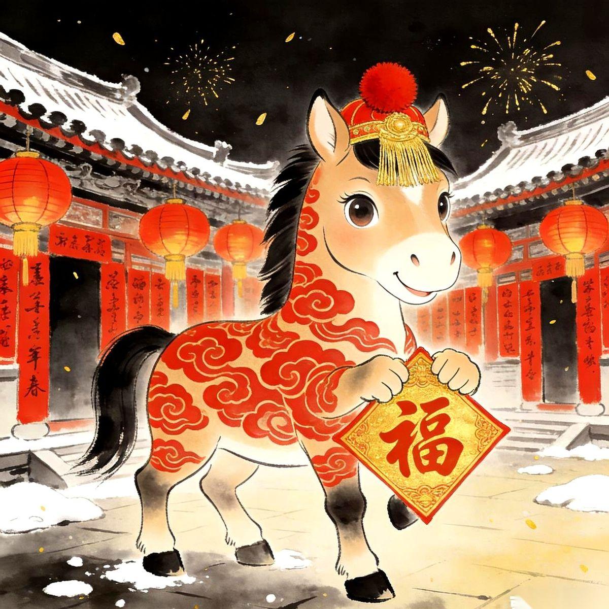 我老公举着春联，半天没动。我公公在旁边背着手，眉头拧成一个疙瘩。“往左，再往左