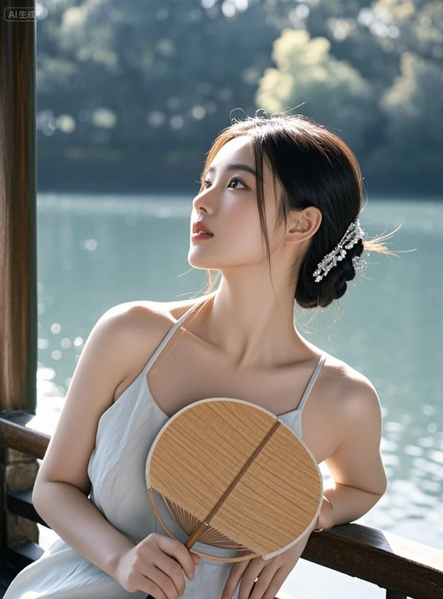 她的一举一动，像风在写诗，像水在低语