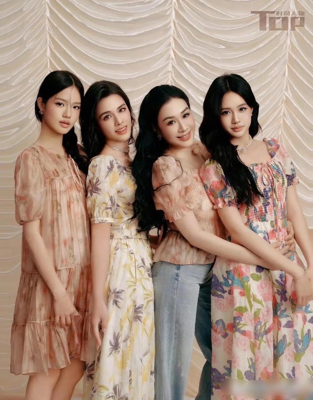 钟丽缇母女四人拍杂志大片，惊艳众人！四个女的各有各的魅力！​