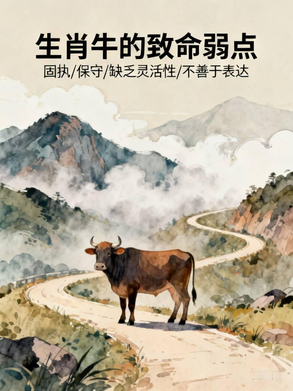 生肖牛通常稳重、踏实，但也有致命弱点。他们很固执，一旦有了想法就难改变，像认定一