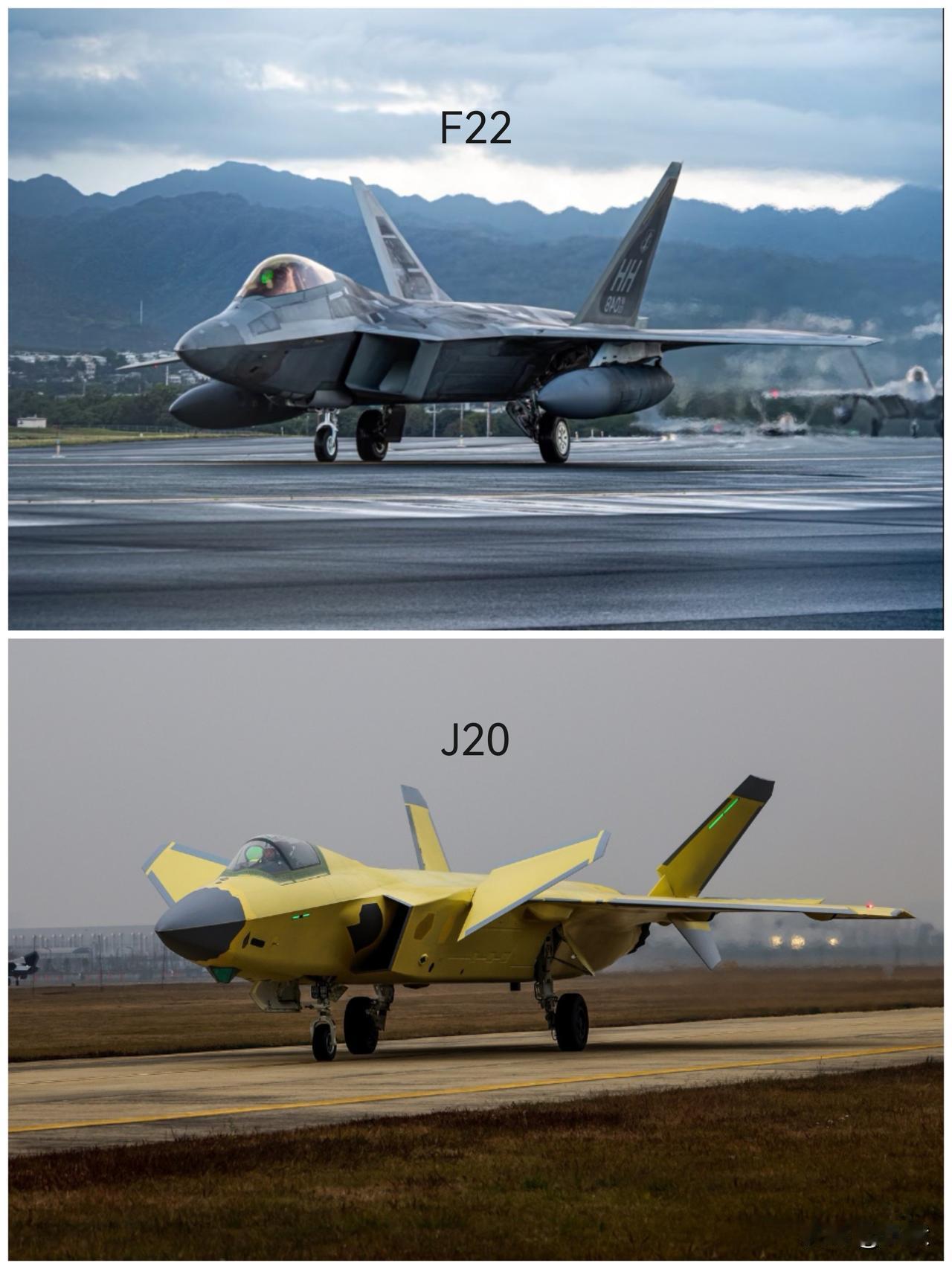 【第五代重型隐身战斗机同角度高清对比照】歼20有何独特优势？军事科普