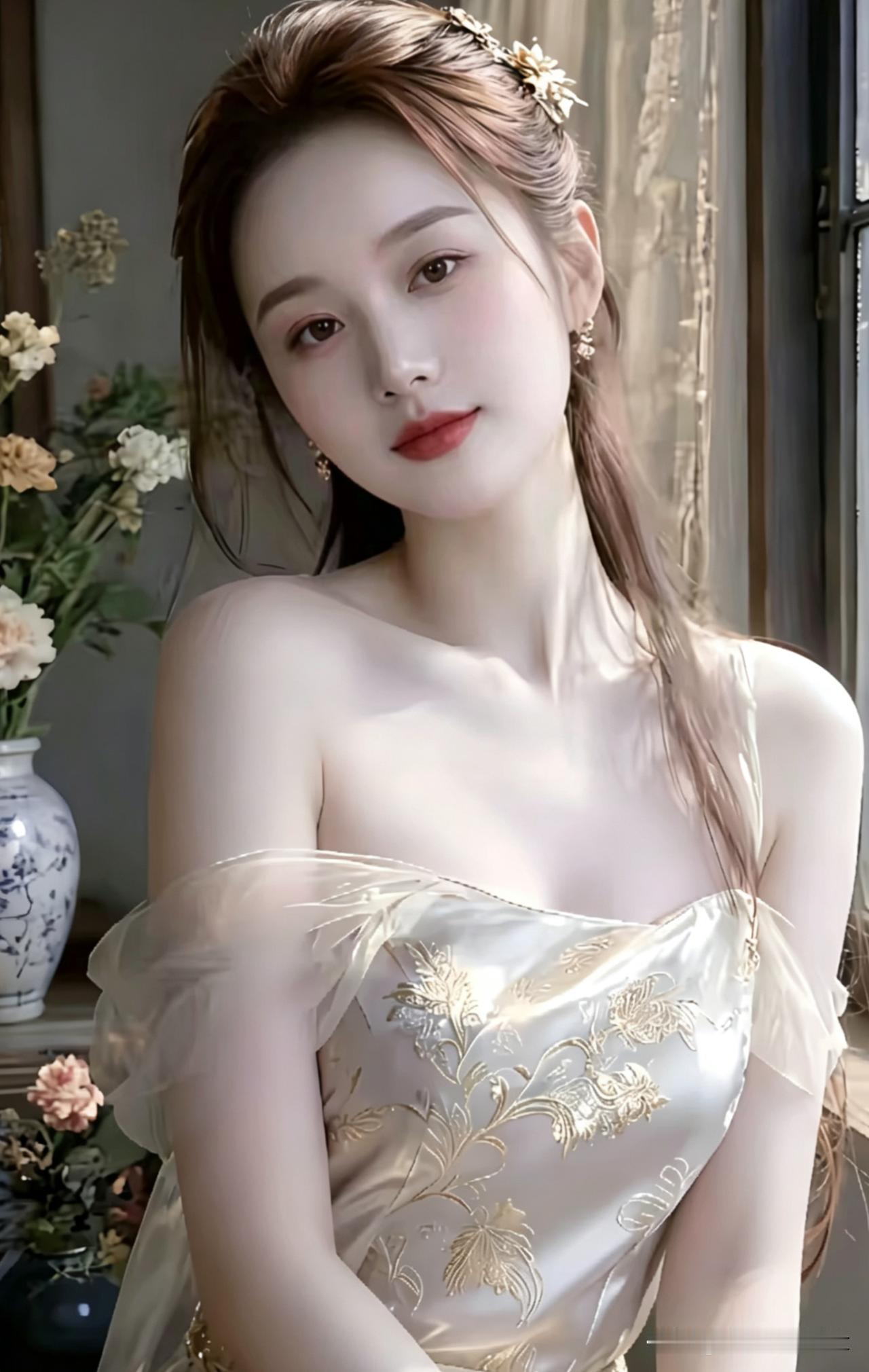 点绛唇·窗畔芳妍鬓绾轻丝，簪花斜拢云边鬓。浅眸含韵，一抹朱唇润。素