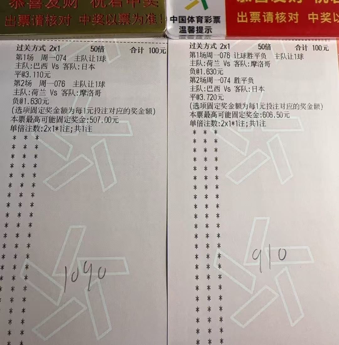 世界杯赛事第19天：南哥预测分析周一074巴西vs日本：双平周一076荷兰vs