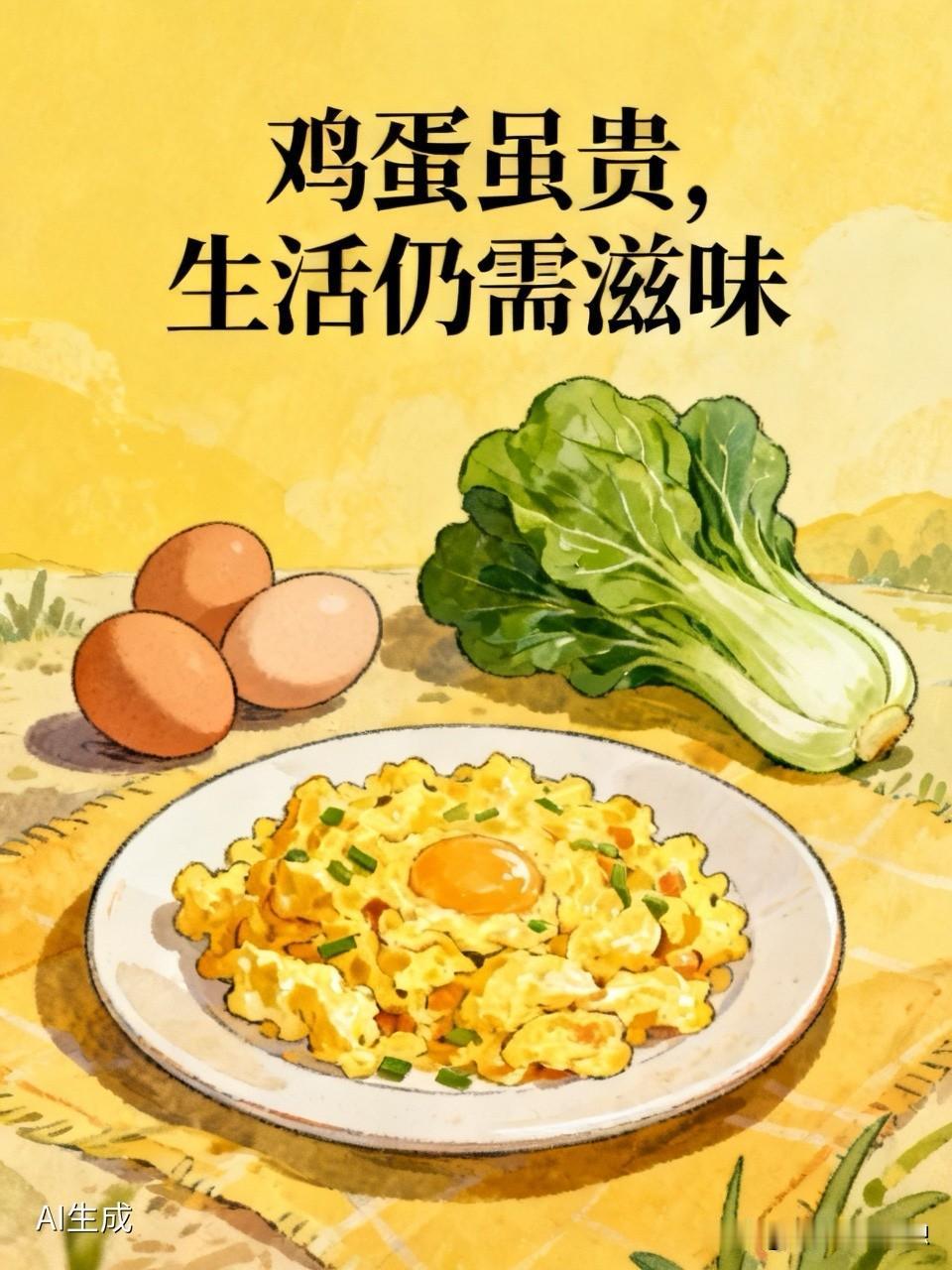 最近鸡蛋价格上涨，其实鸡蛋就是家里的家常菜，贵也得吃。青菜五六块钱一斤不嫌贵