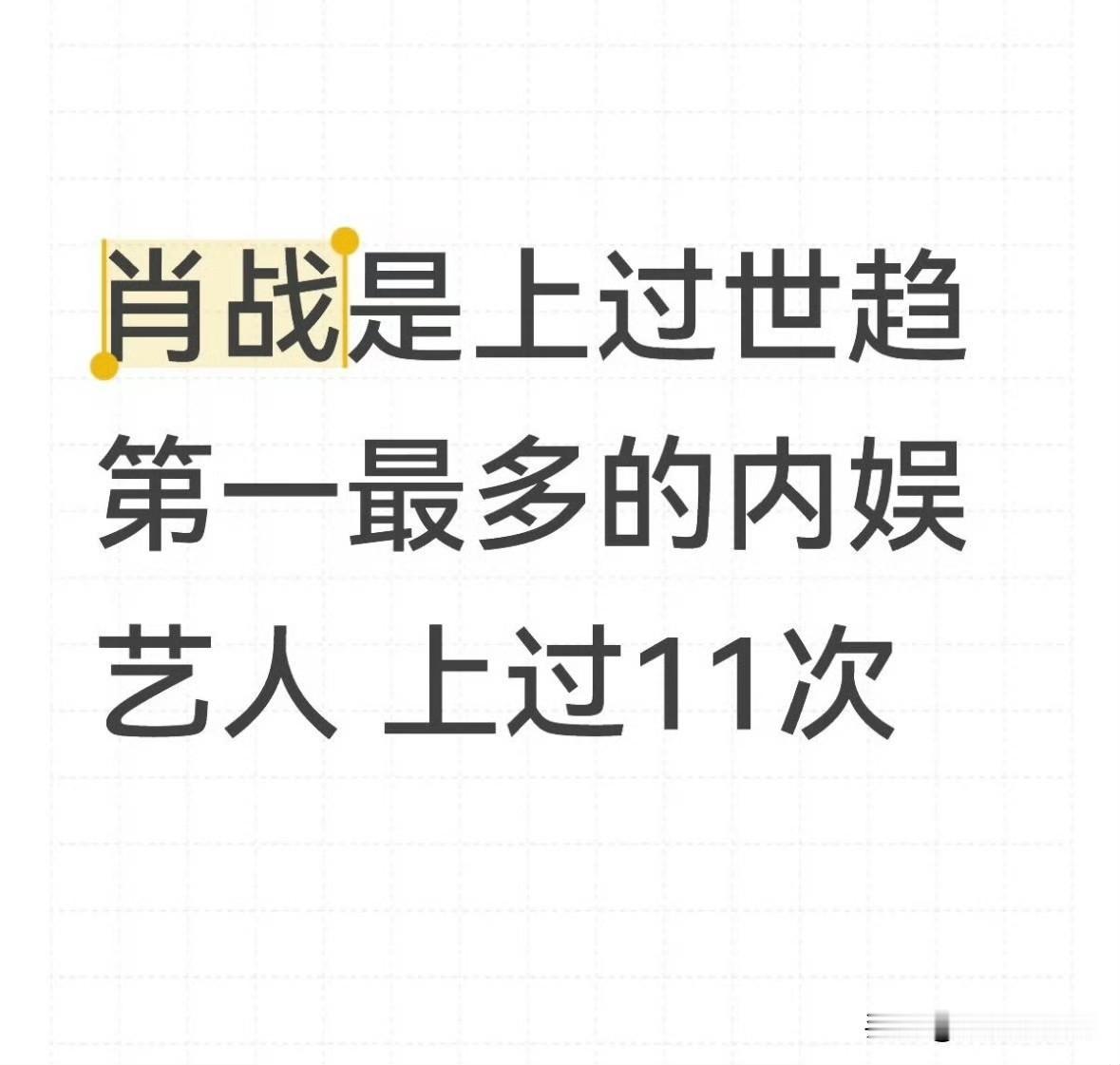 肖战是内娱上过世界趋势最多的明星，高达100多次，也是唯一一个多次登上世界趋势第