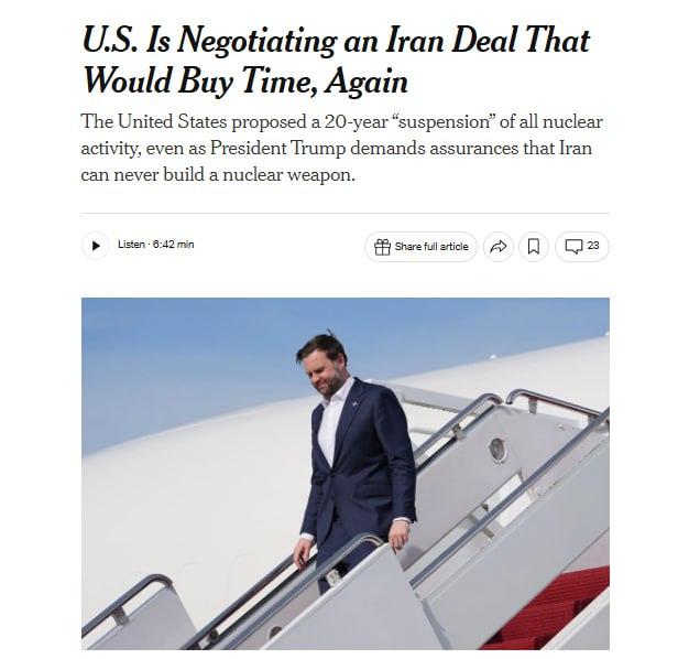 据《纽约时报》报道，美伊核谈判陷入新的僵局。美国方面的方案不是永久禁止伊朗浓