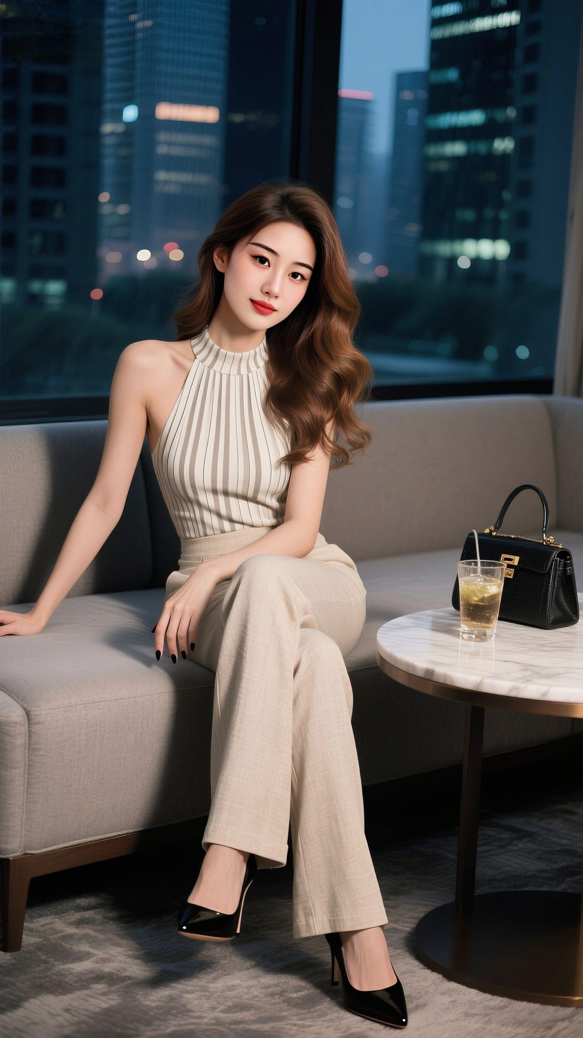 - 挂脖上衣+垂感阔腿裤，是慵懒又显贵的本命穿搭！