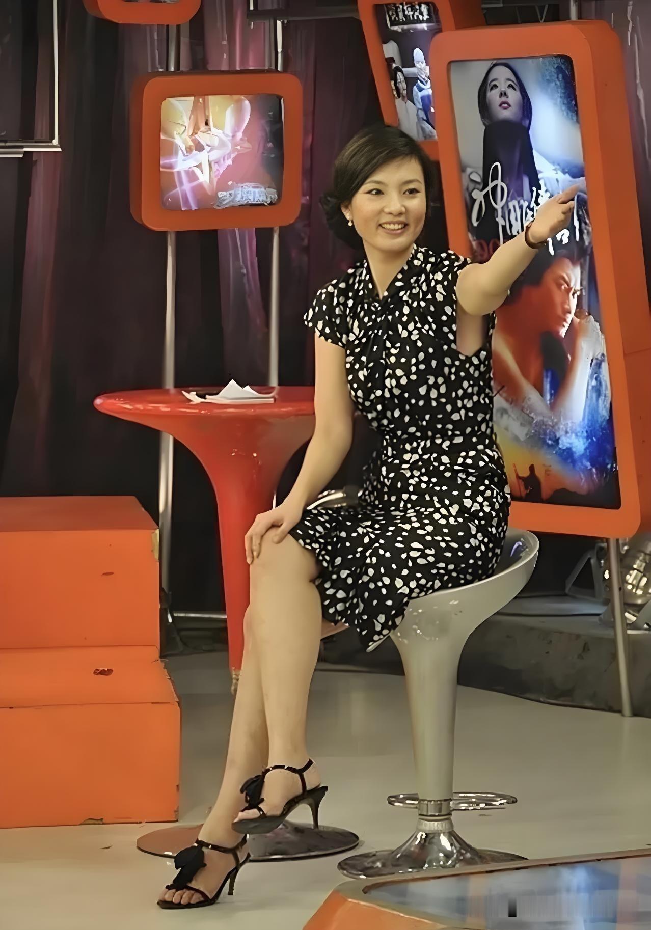 央视主持人里，她的气质排第二，估计没有人敢排第一的吧。她穿一条简约款的连衣裙坐在