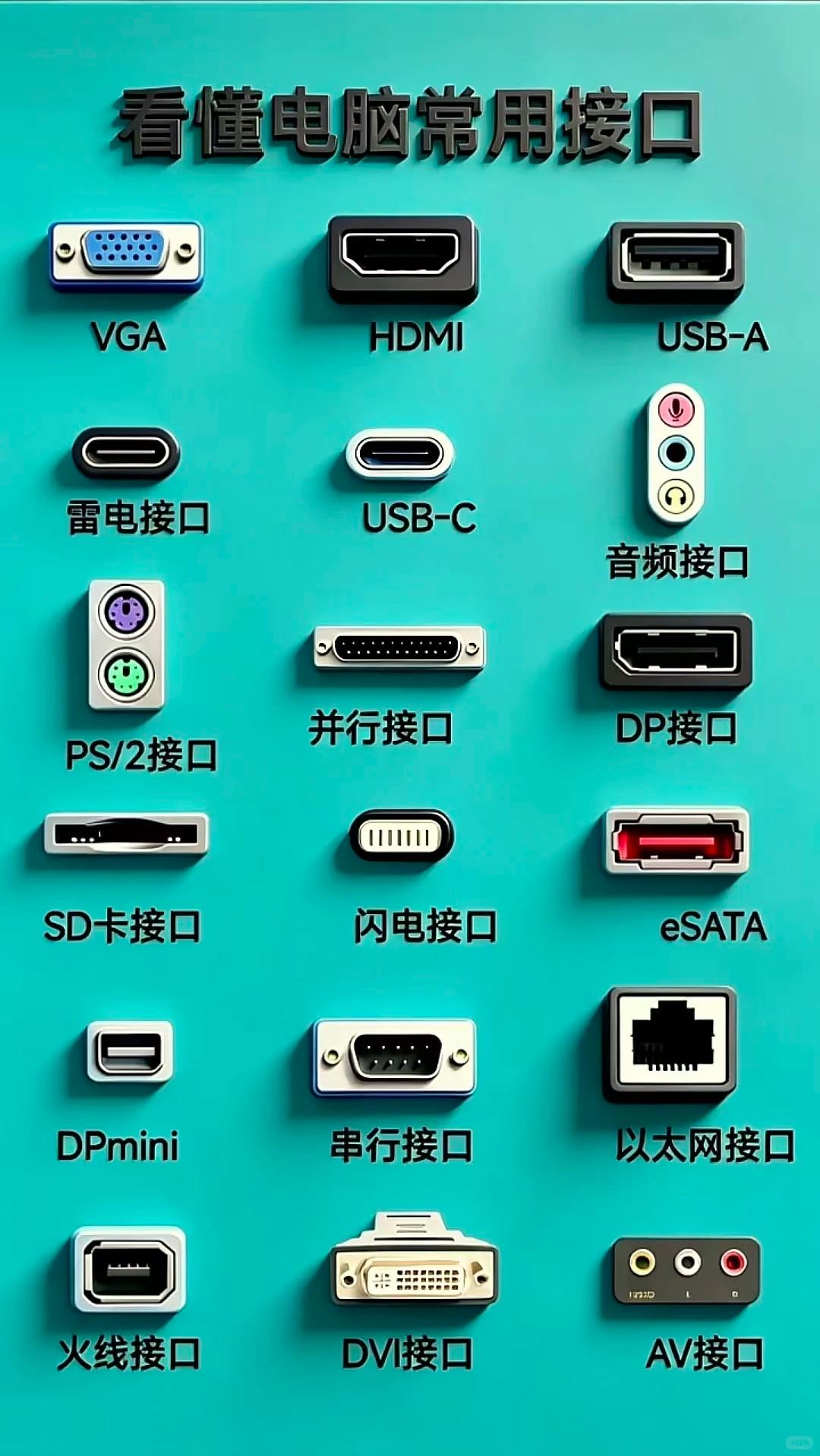 【小常识分享】是不是每次插线都懵圈一堆插孔完全分不清用途显示器、网线、耳