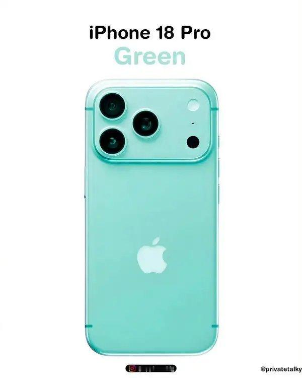 【iPhone18Pro五款新配色渲染图曝光：蓝紫绿粉银五色】有博主曝光一组
