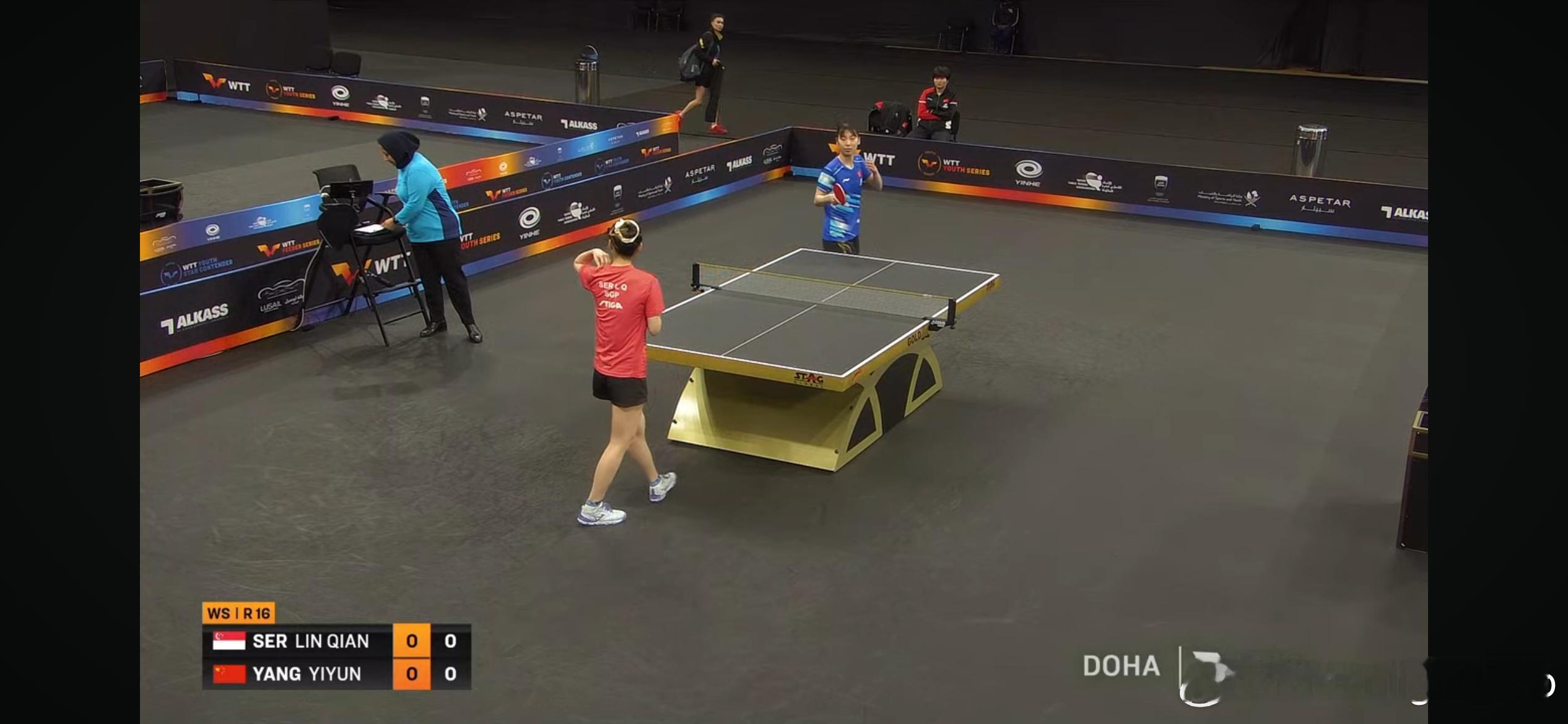 WTT支线赛多哈站2026杨屹韵的场外是女双搭档朱思冰