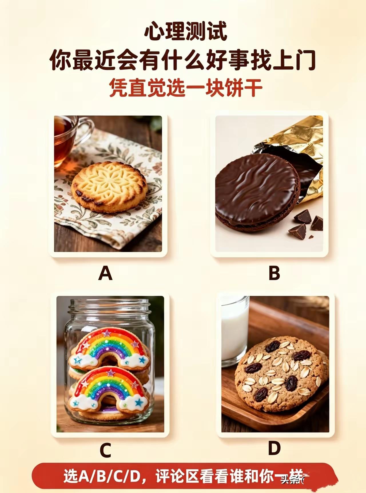 凭直觉挑一块饼干，测近期会有什么好事主动登门趣味心理测试好运测试