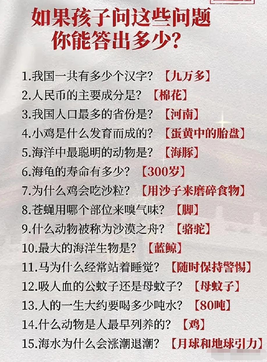 为什么别人家孩子见多识广、出口不凡？真相藏在日常百科积累里！这120个小学生必备