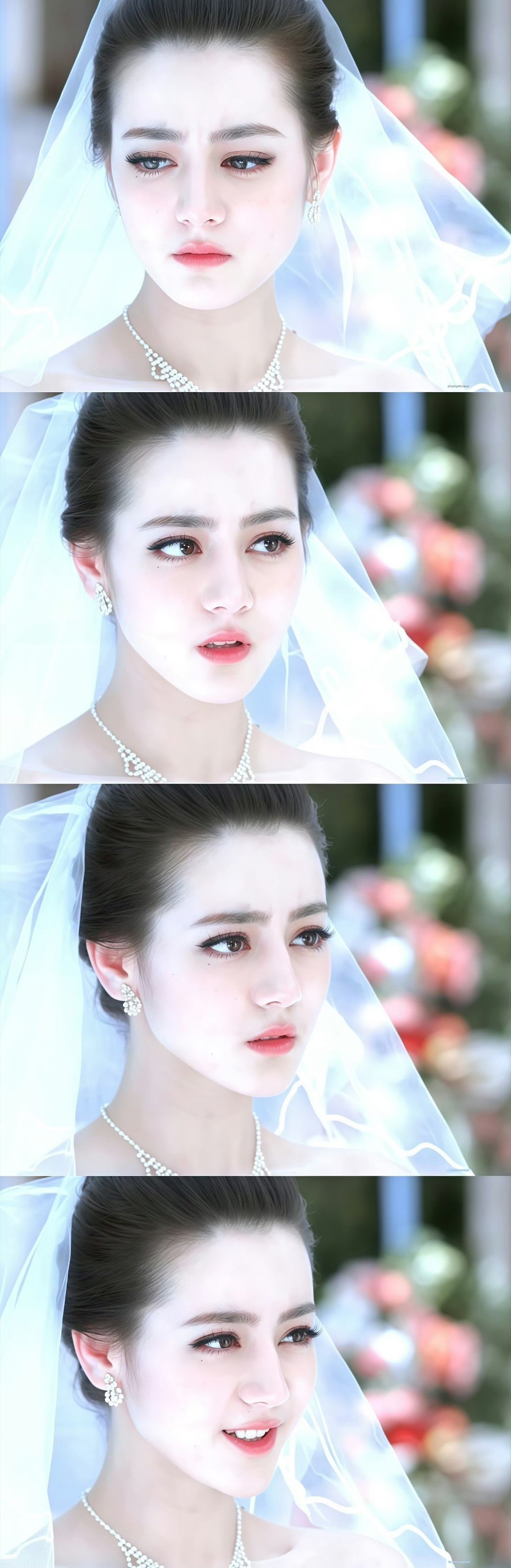 迪丽热巴早期剧中婚纱照，好精致啊这脸蛋