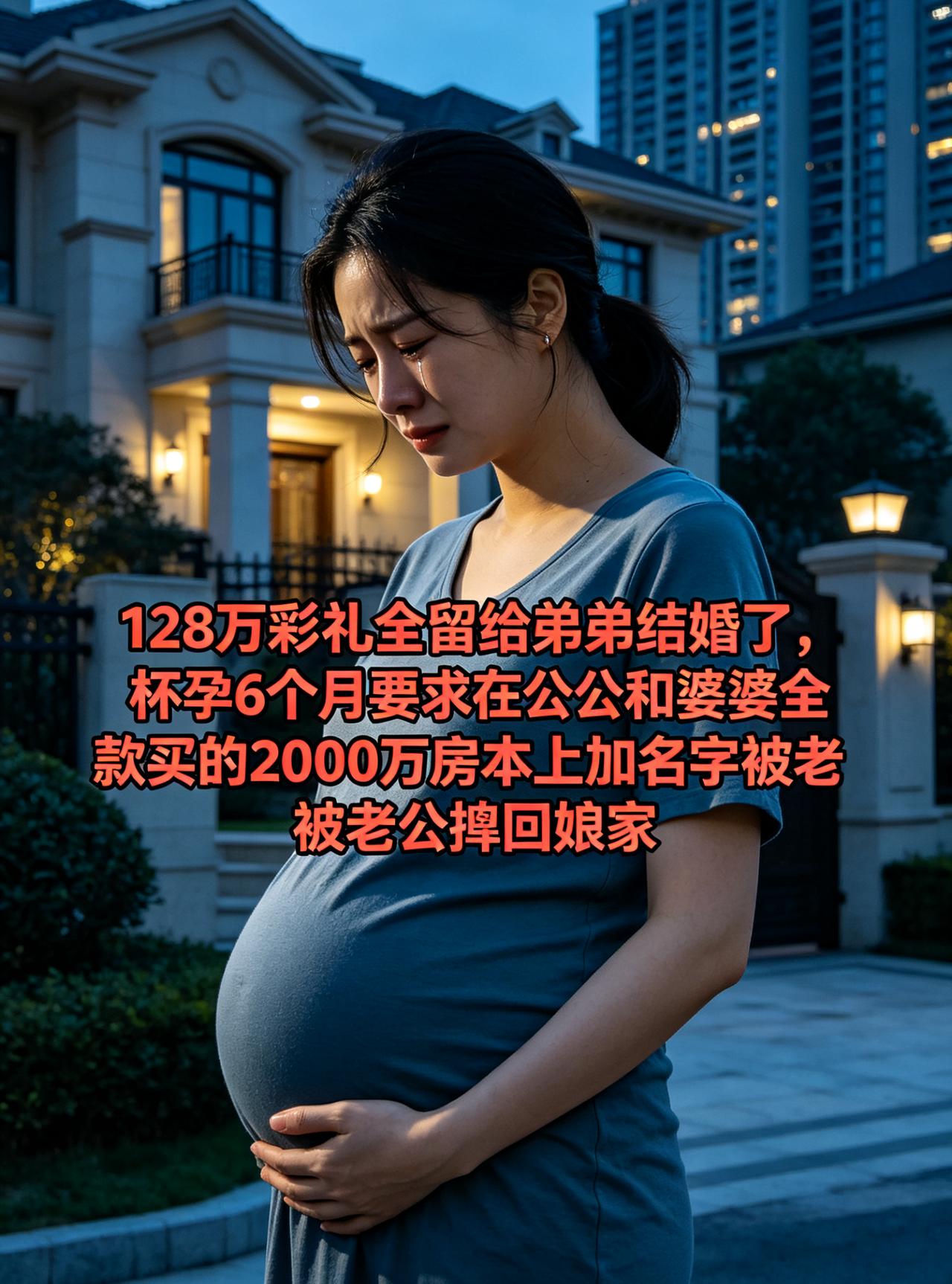 分币不挣，128万彩礼全留给弟弟结婚了，怀孕6个月要求在公公和婆婆全款买的200