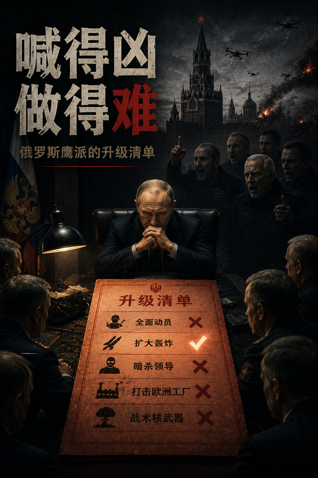 乌克兰无人机打到莫斯科、圣彼得堡和克里米亚之后，俄罗斯国内鹰派开始坐不住了。据路
