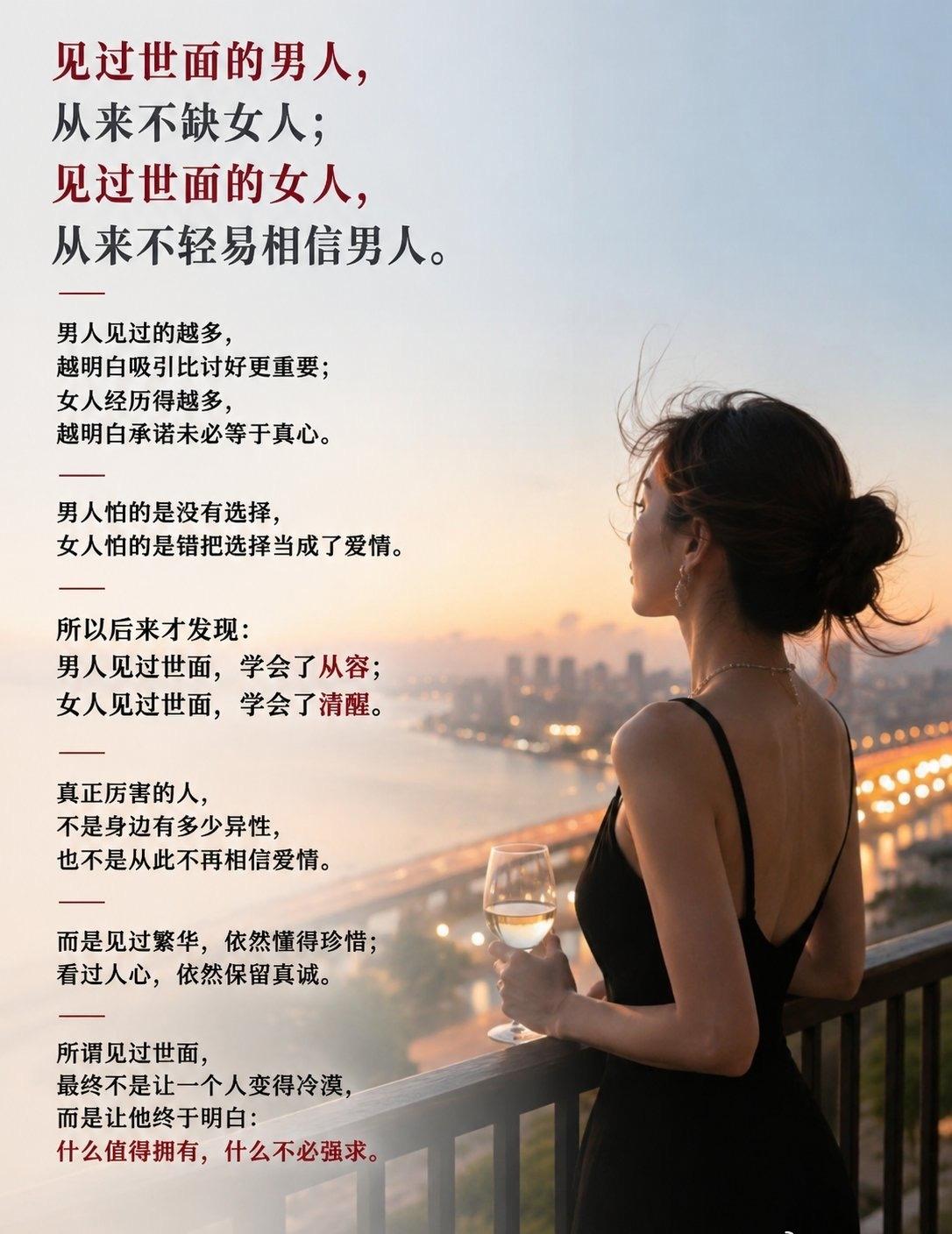 见过繁华之后，真正可贵的不是变得多疑冷漠，而是看透人性，却依旧愿意保留真诚。​