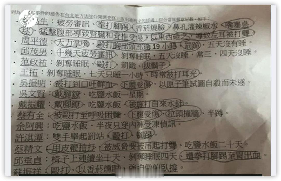 高雄某小学5年级学童被要求熟背白色恐怖受害者遭受酷刑的细节​​​