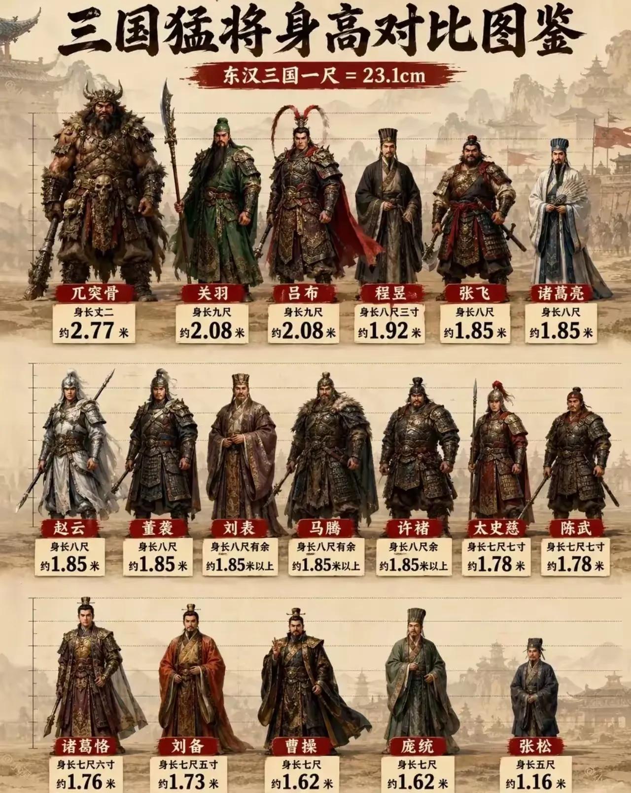 看到有人发的这张图有点意思，是三国人物的身高对比，怎么看怎么觉得……有问题，而且