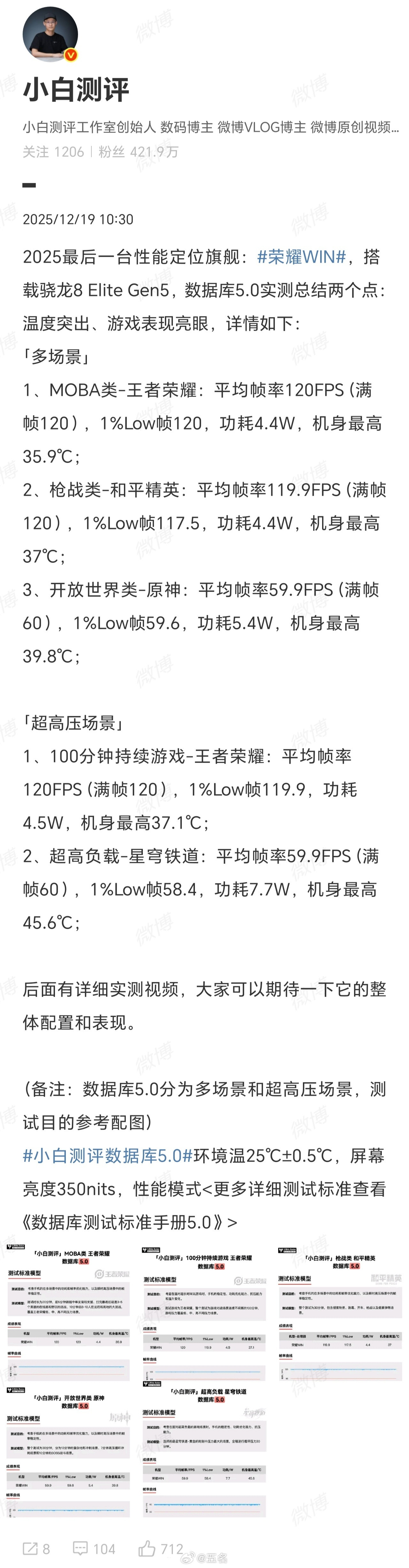 搭载骁龙8EliteGen5的荣耀WIN在性能释放与温控表现上确实亮眼。多款