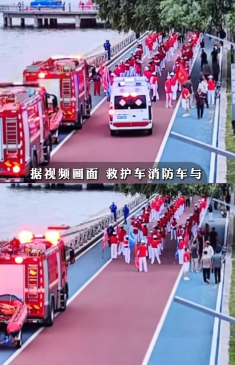 “太欠收拾！”辽宁2辆消防车和1辆救护车执行任务时，偶遇霸占道路的老年暴走团。救