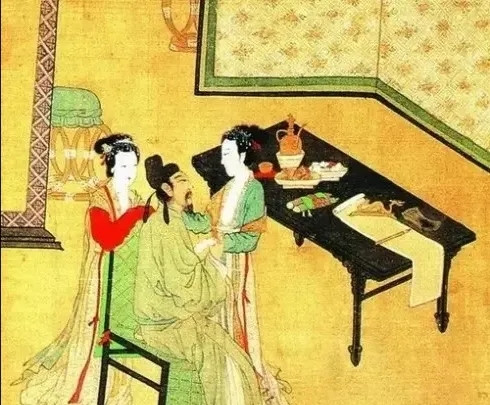 公元976年，宋太宗强幸小周后，并让画师一旁悄悄作画。小周后吓得大惊失色，心中充