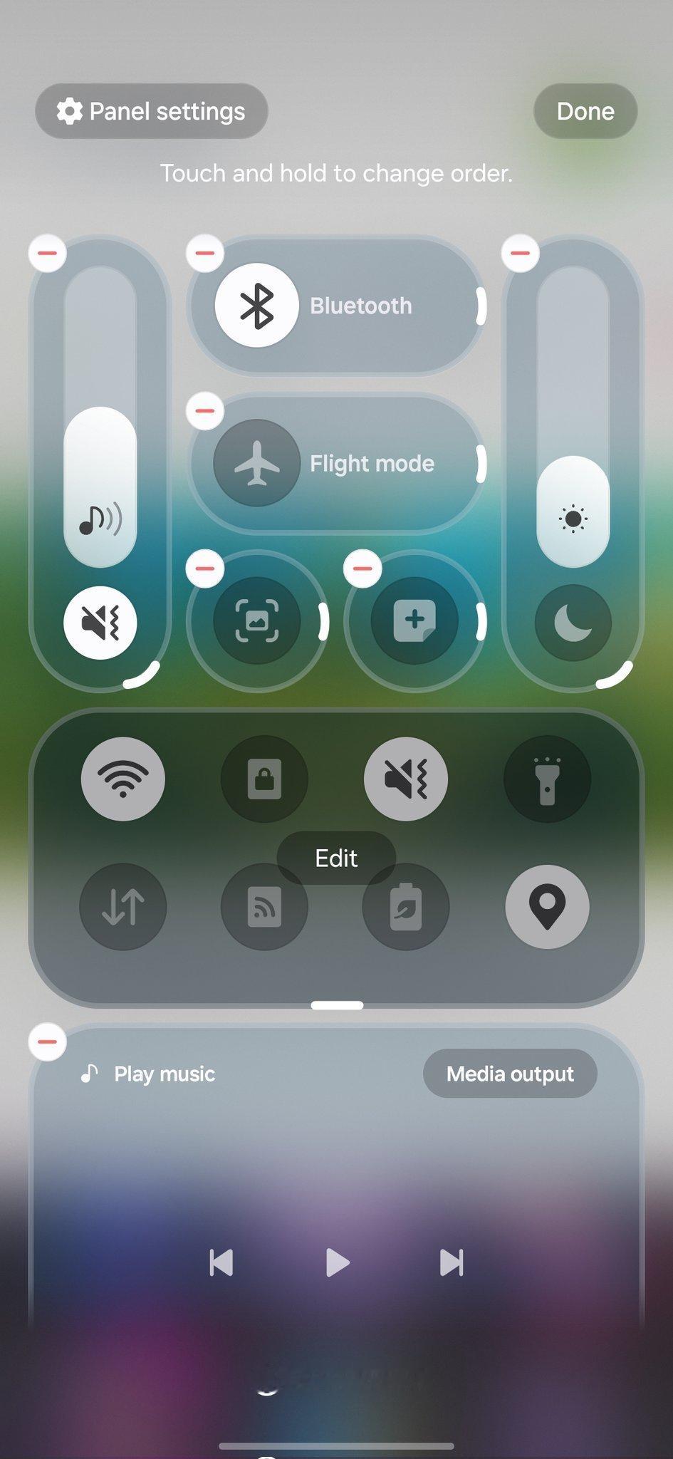 这个快捷面板编辑页面有点iOS那味了
