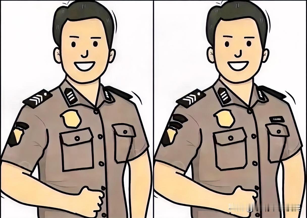警服威严，守护平安找不同3处找找看