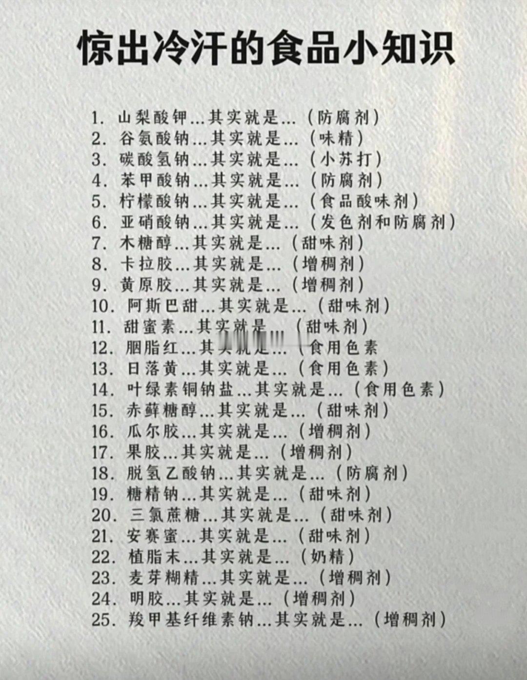 惊出冷汗的食品小知识