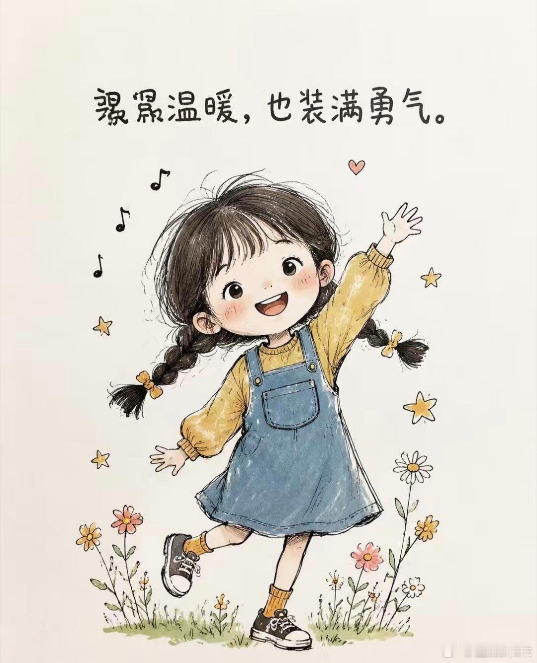 一组元气满满乐观向上正能量的可爱插画～
