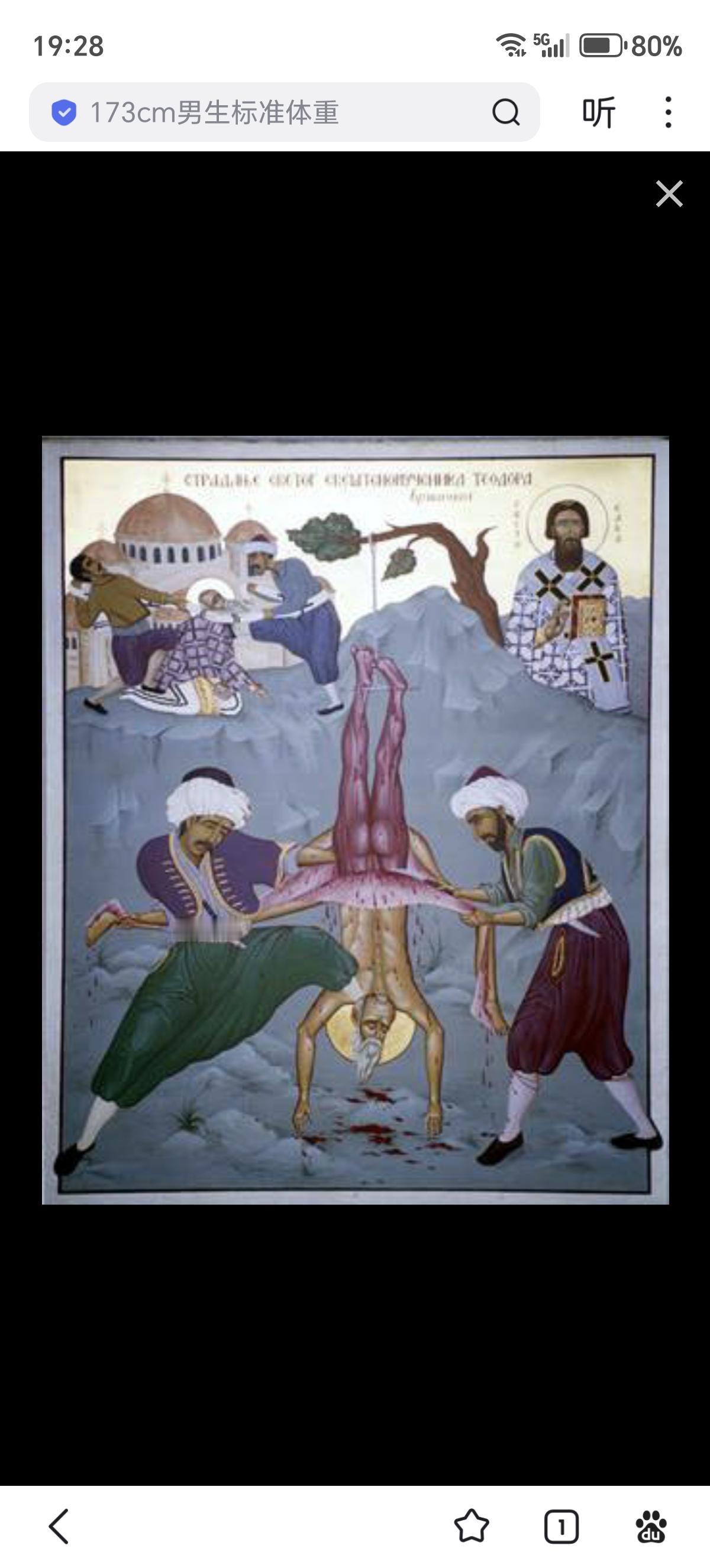 塞尔维亚国家博物馆一幅创作于1595年的画作，描绘了塞尔维亚东正教主教弗尔沙茨的