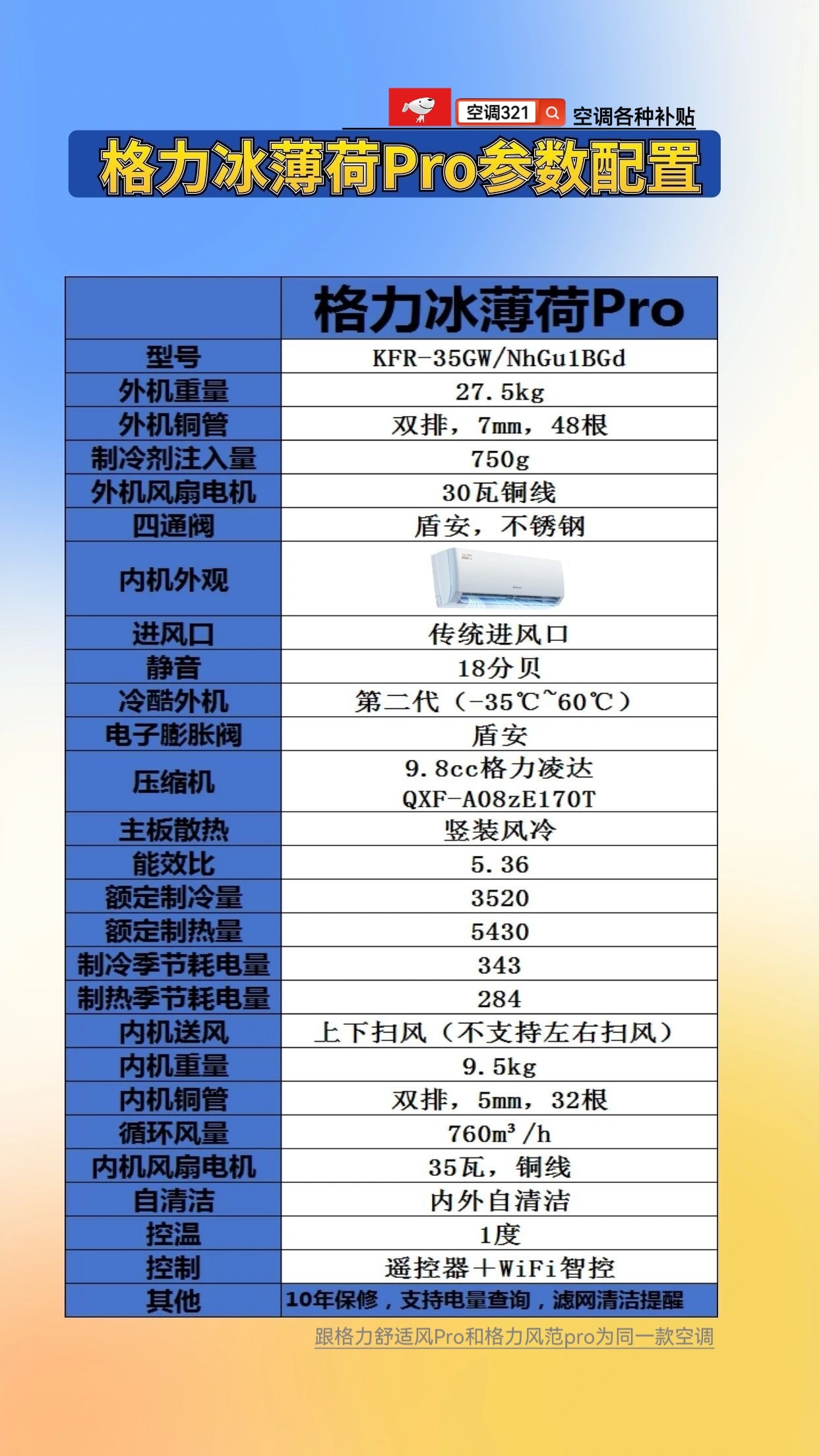 格力空调格力冰薄荷pro参数配置空调格力空调格力冰薄荷pro格力冰薄荷Pro