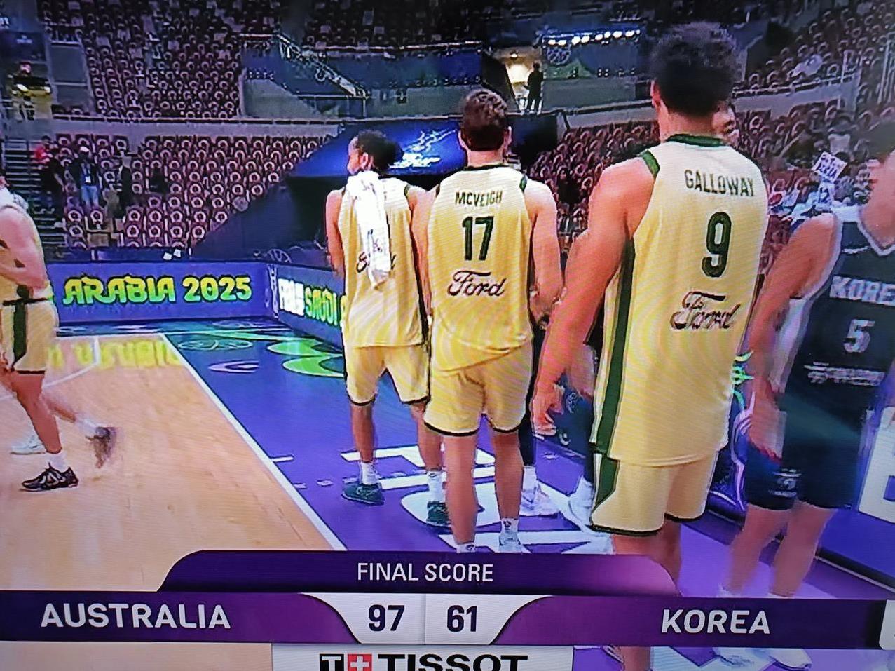 沙特男篮亚洲杯，澳大利亚男篮轻松赢下韩国男篮36分，韩国男篮很不适应，澳大