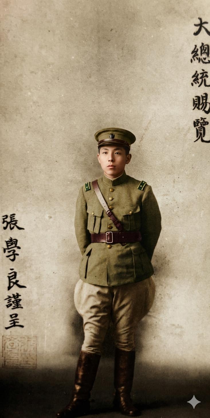 这张戎装照，是1924年底张学良赠送给孙中山的回礼，也是两位相差35岁、从未有过