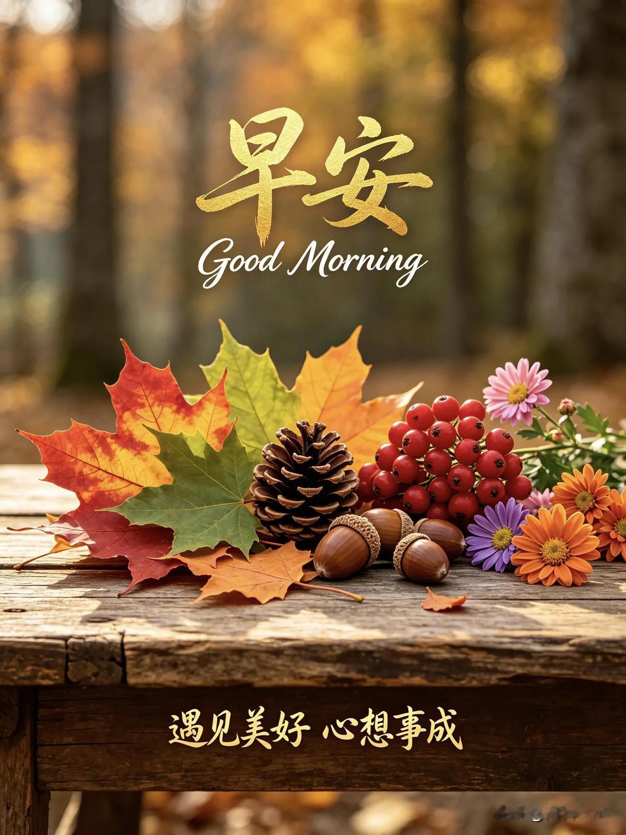 早安🍂秋日拾光，遇见美好，心想事成。