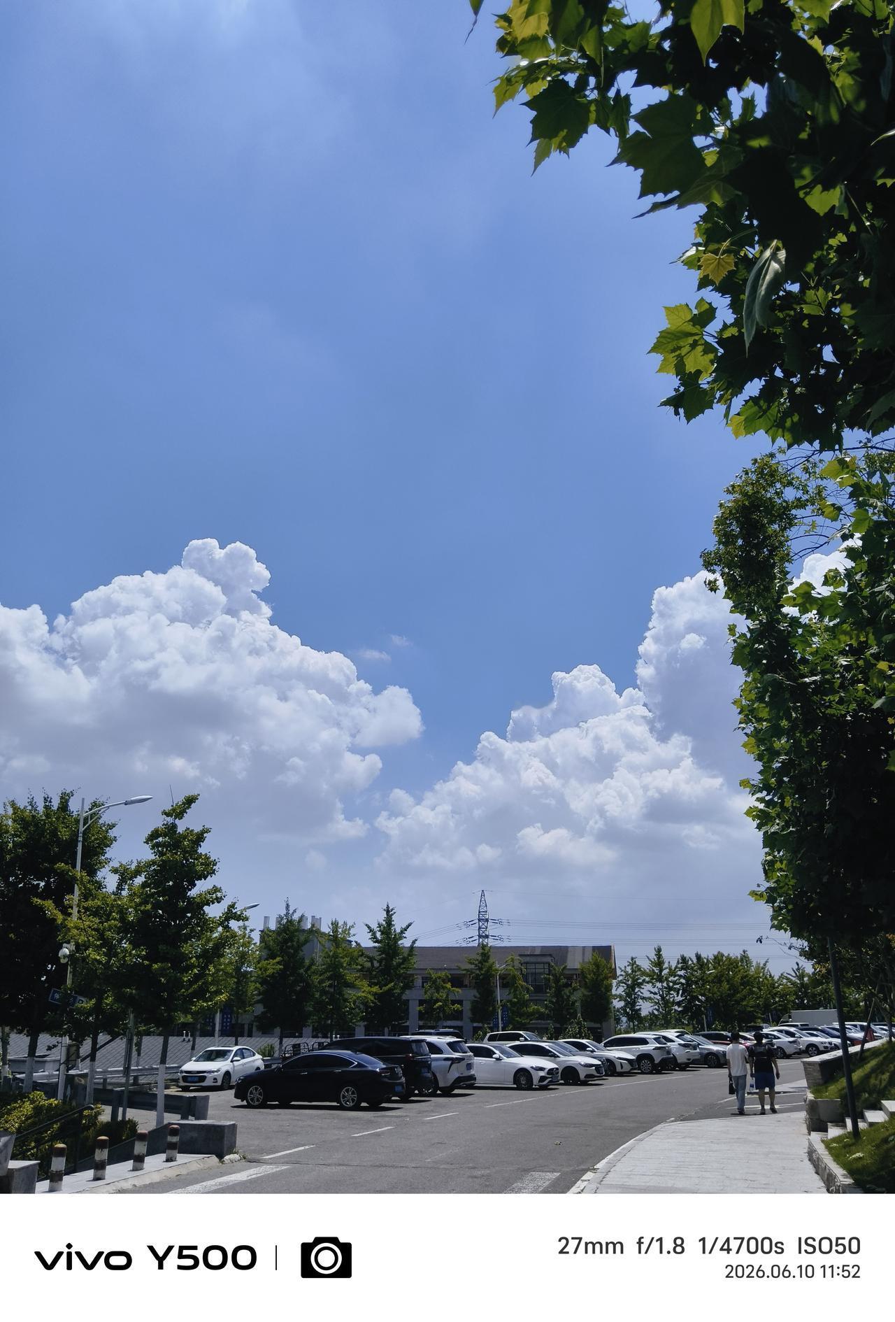 难得的夏日里有这样的蓝天白云，这是一场雨后，世界变得清爽整洁，被雨水洗过的天格外
