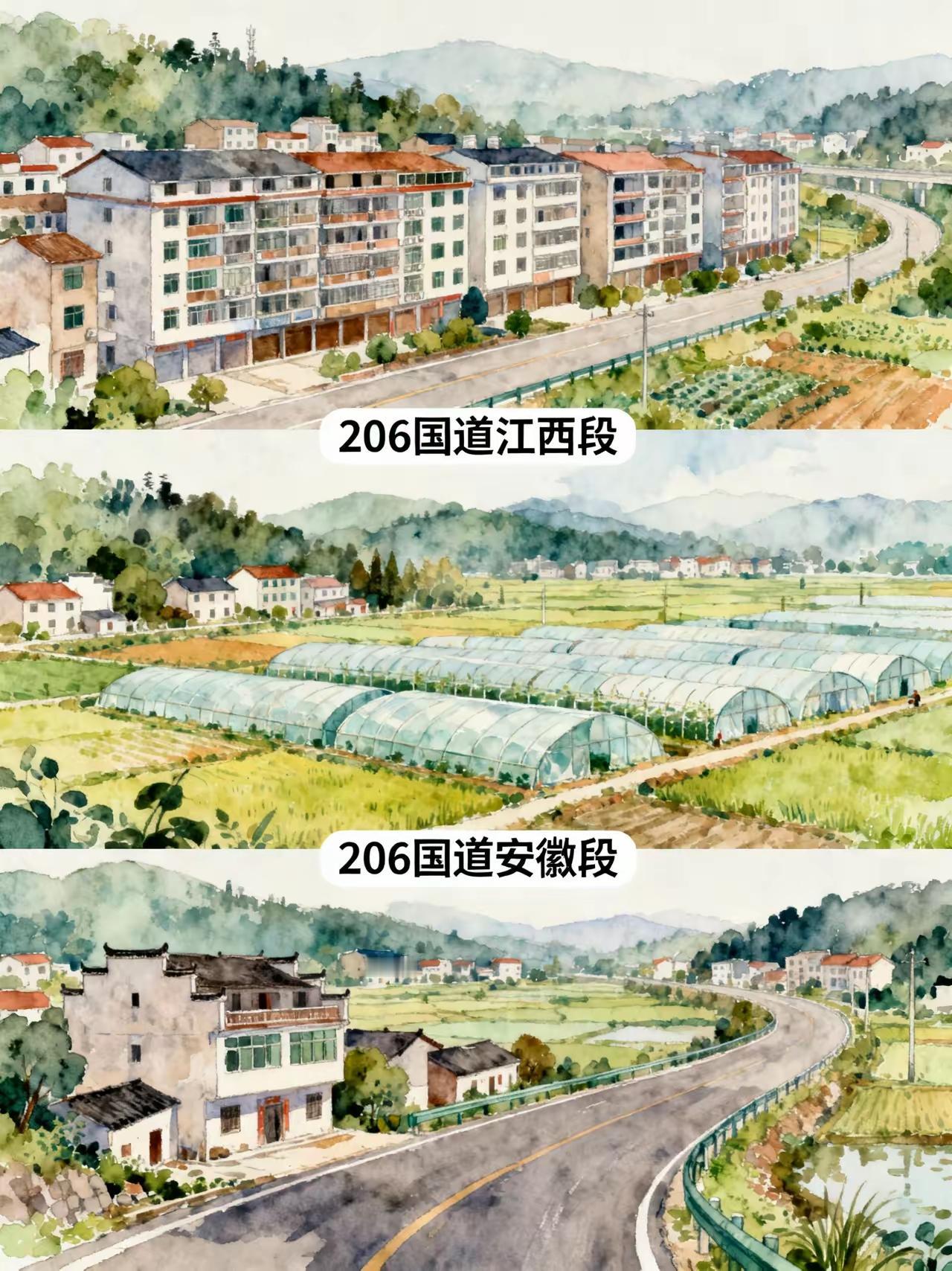 江西与安徽农村对比，走206国道看差别大家印象里安徽整体经济比江西靠前，我这趟