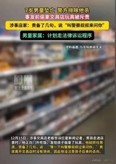 河南南阳，7岁男孩，偷偷将一个几元钱的玩具，塞入衣服中，店主发现之后，就指责了他