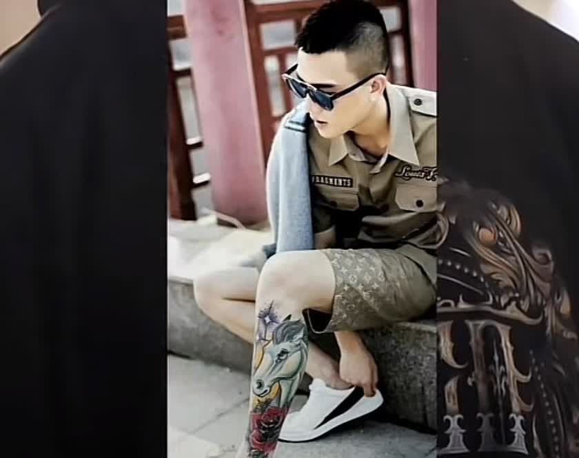 欧豪大火！随之是他多达七处的身体纹身曝光。有艺妓、海鸥、中文字“豪”、“