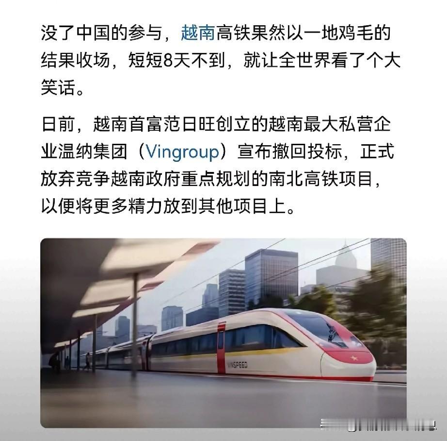 这次越南真的诠释了什么叫做东施效颦。越南高铁项目招标进行中，越南想