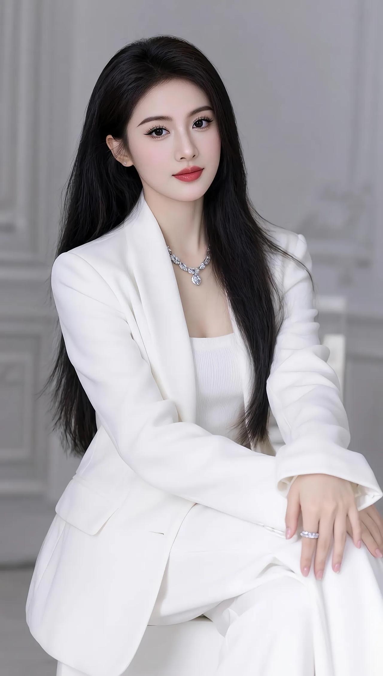 优雅白西装，闪耀珠宝，自信满满的女王范儿！👑✨