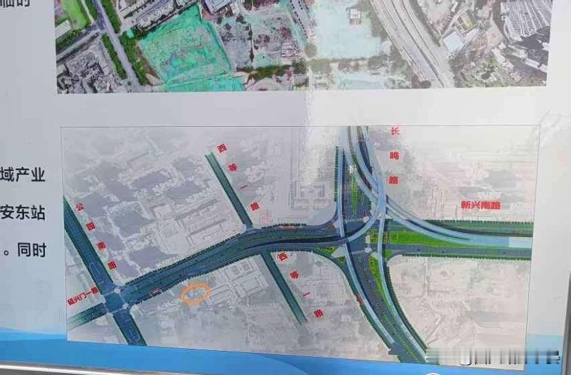 西安长鸣路立交C匝道效果图,从图来看,往南边去的2条匝道能高架到南三环就好了,能