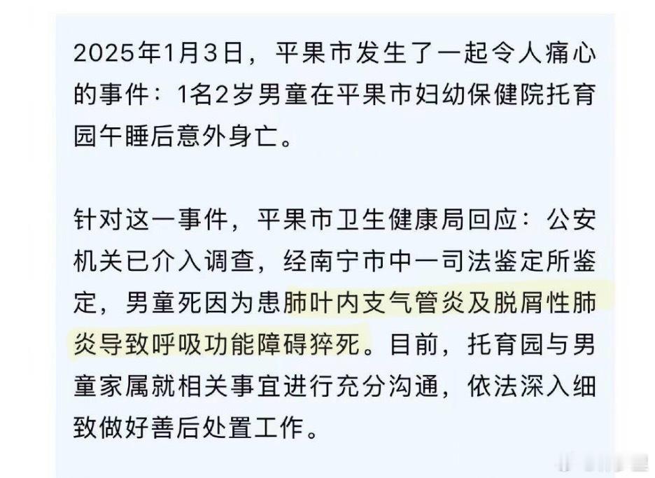 2岁男童在托育园意外身亡男童入园前一晚发烧。尽管第二天入园时已退烧，体温正常，