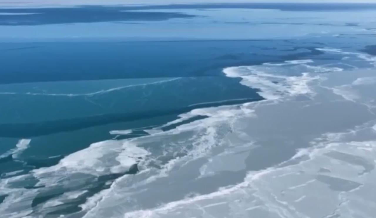 春风送暖，万物复苏，青海湖迎来开湖季。冰封的湖面逐渐消融，碧水与残冰相映，水鸟嬉