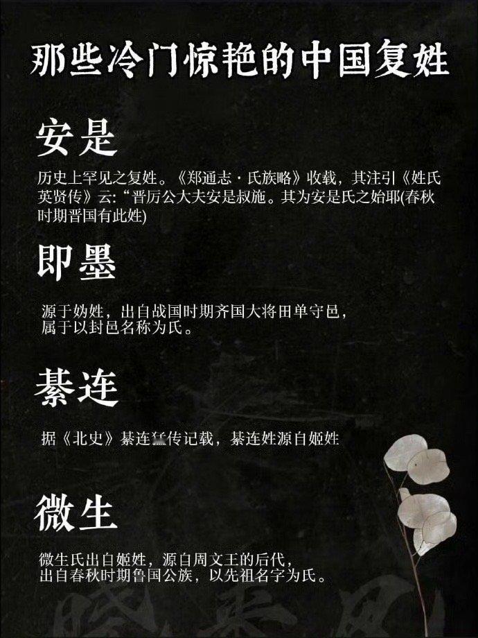 一个复姓冷知识