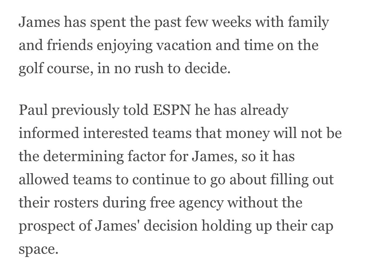 湖人记者Dave McMenamin：  ESPN消息源表示，詹姆斯仍...